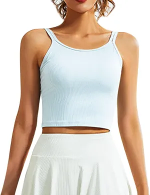 NATHGAM Women Athletic Camisole Quick-Dry Wirefree Padded Tennis Running Crop Tank Tops Teen Girl Gym Workout Yoga Sports Bra