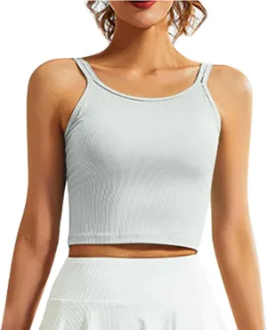NATHGAM Women Athletic Camisole Quick-Dry Wirefree Padded Tennis Running Crop Tank Tops Teen Girl Gym Workout Yoga Sports Bra