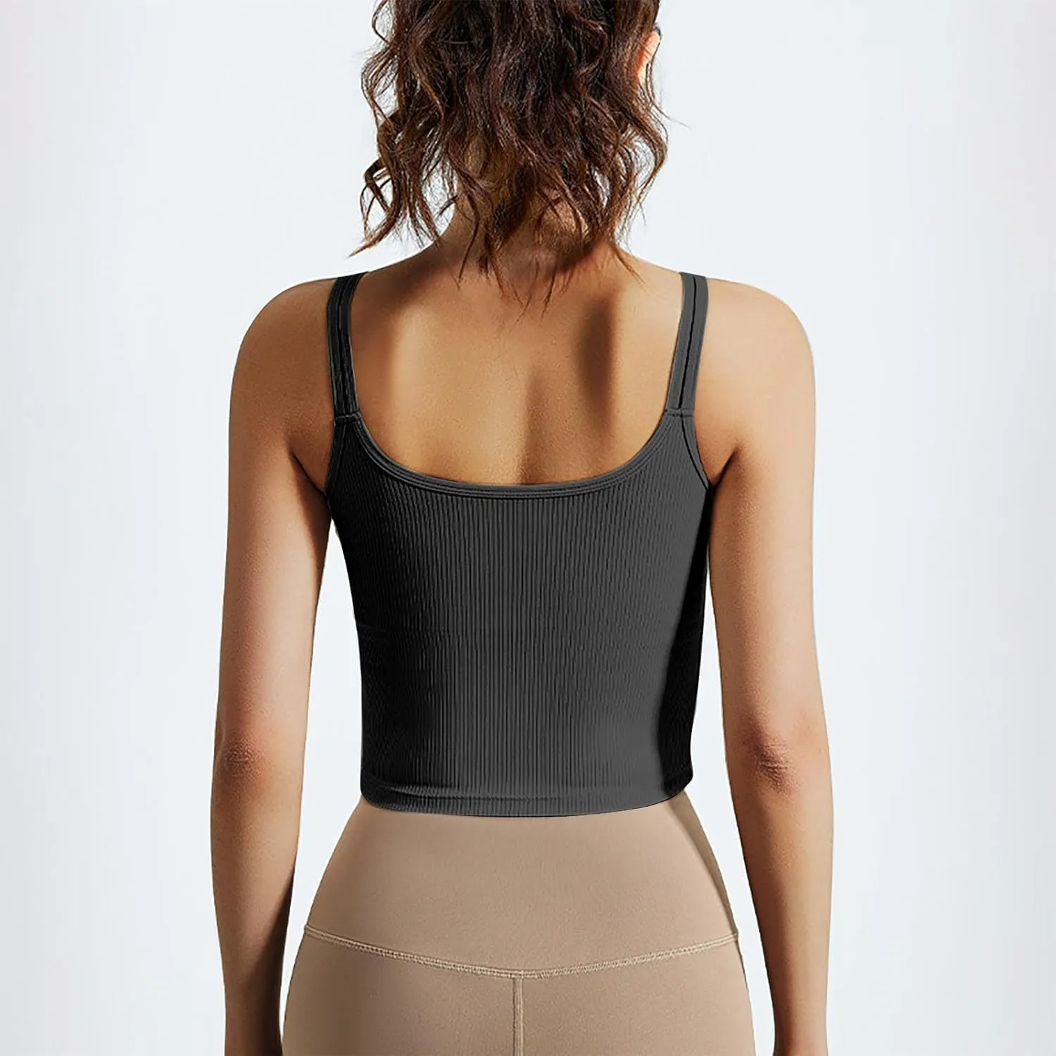 NATHGAM Women Athletic Camisole Quick-Dry Wirefree Padded Tennis Running Crop Tank Tops Teen Girl Gym Workout Yoga Sports Bra