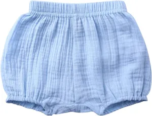 Newborn Baby Cotton Bloomers Shorts Linen Blend Bubble Shorts Girls Boys Elastic Waist Loose Fit Solid Color Summer Wear