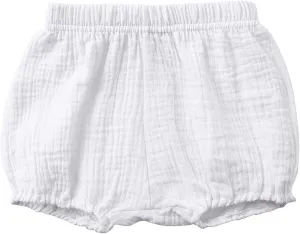 Newborn Baby Cotton Bloomers Shorts Linen Blend Bubble Shorts Girls Boys Elastic Waist Loose Fit Solid Color Summer Wear