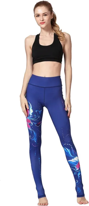 Over The Heel Yoga Pants Women Printed Stirrup Pants High Waist Yoga Leggings