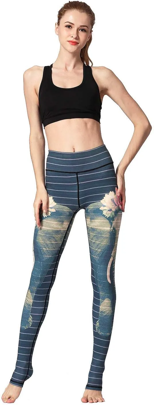 Over The Heel Yoga Pants Women Printed Stirrup Pants High Waist Yoga Leggings
