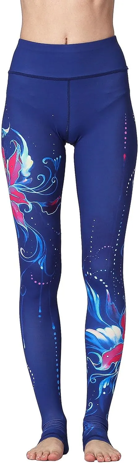 Over The Heel Yoga Pants Women Printed Stirrup Pants High Waist Yoga Leggings
