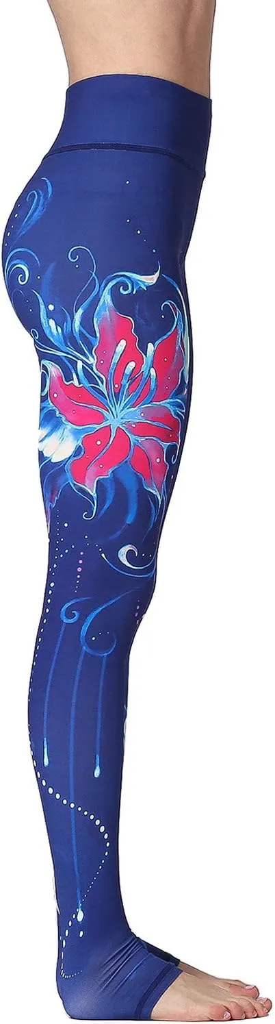 Over The Heel Yoga Pants Women Printed Stirrup Pants High Waist Yoga Leggings