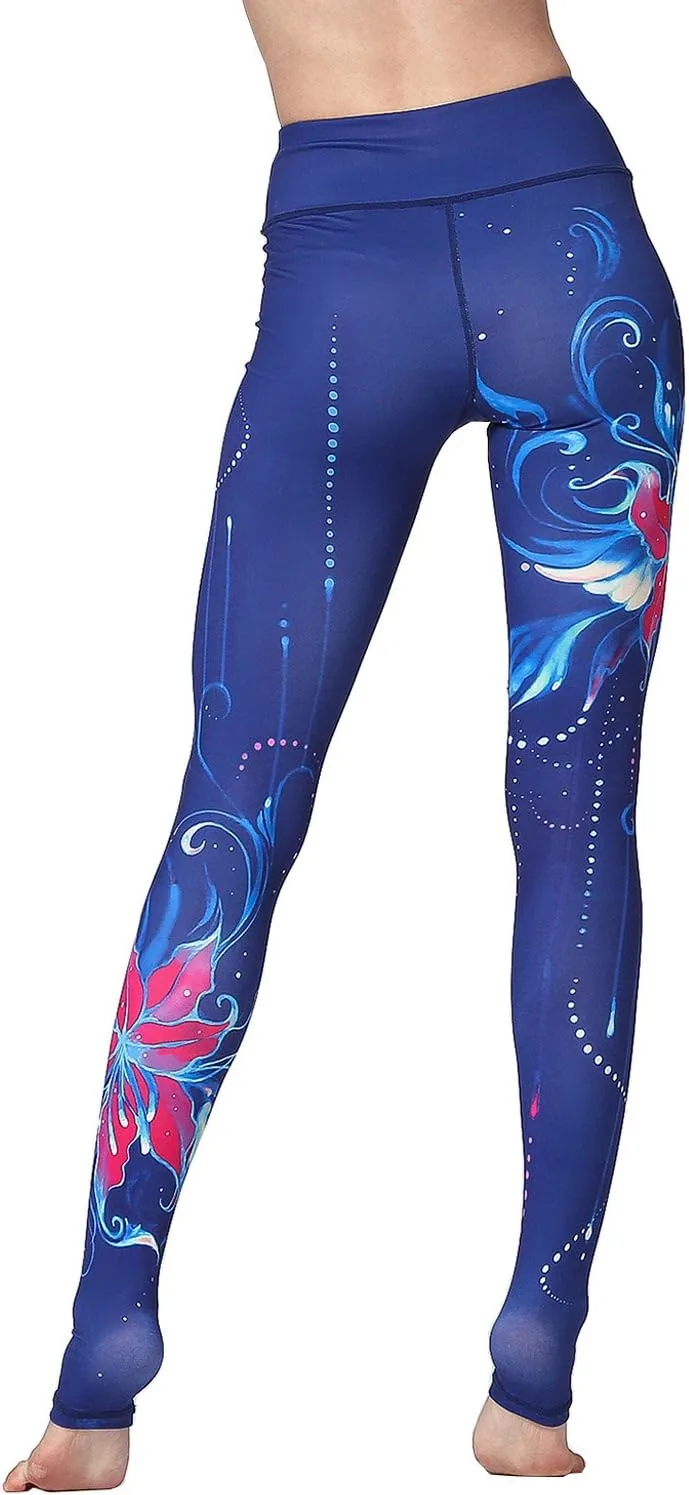 Over The Heel Yoga Pants Women Printed Stirrup Pants High Waist Yoga Leggings