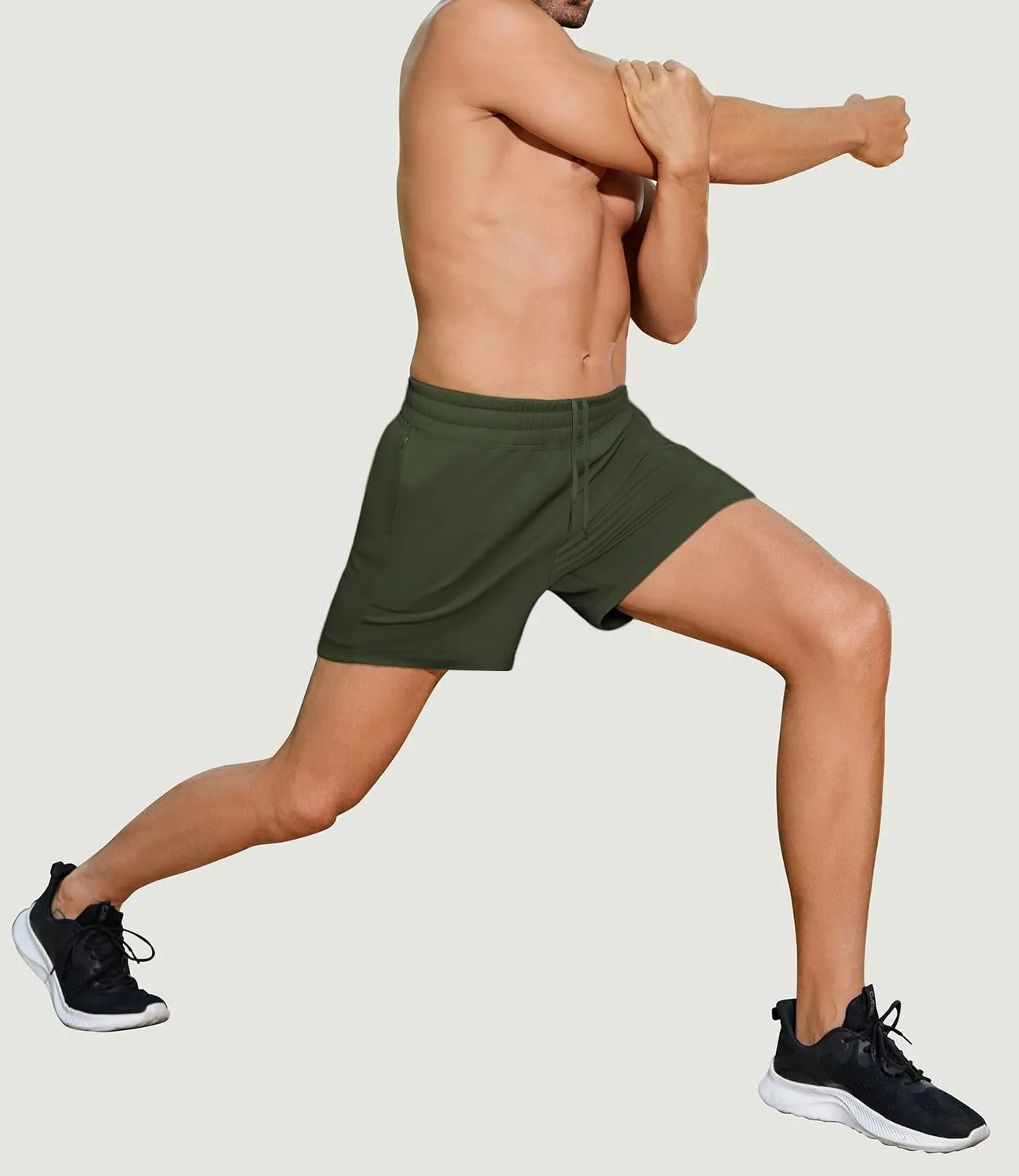 PINSPARK Men's Workout Shorts 5" Lightweight Running Shorts Quick Dry Athletic Gym Shorts with Zip Pocket Towel Loop