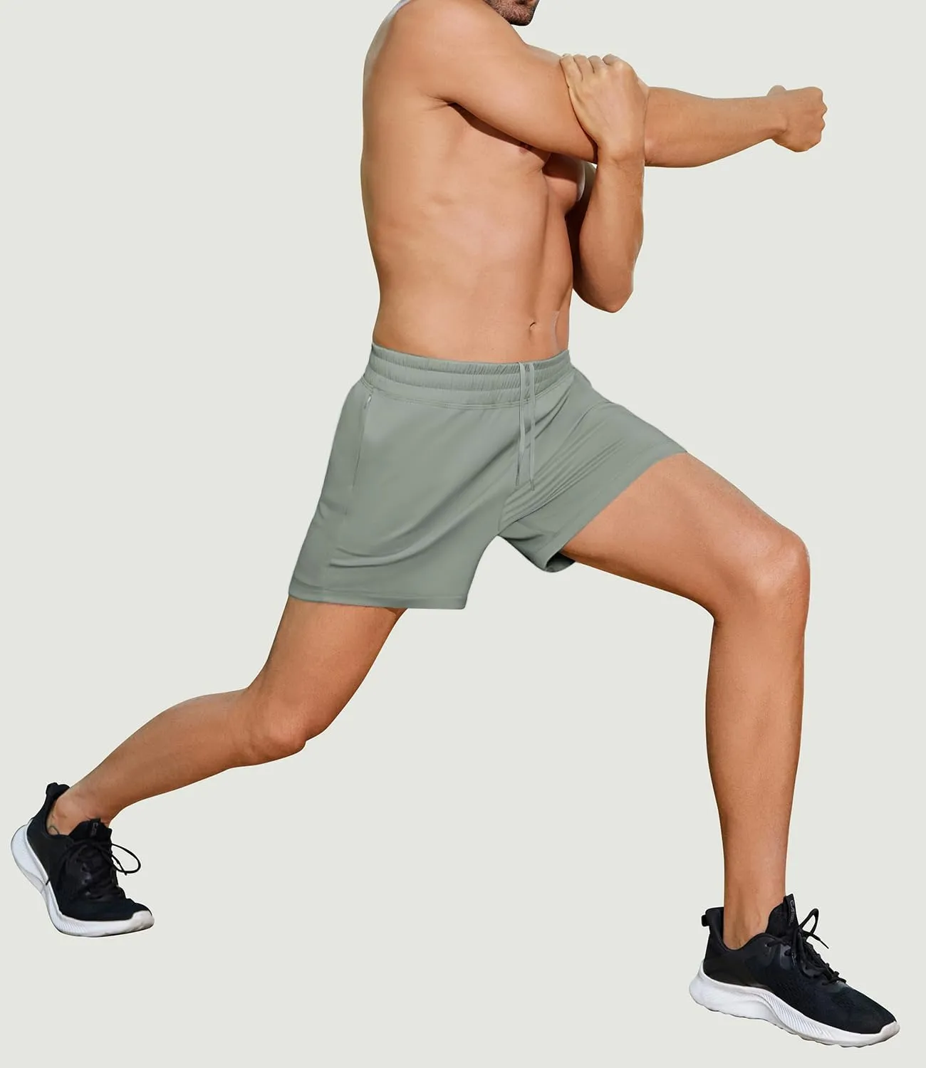 PINSPARK Men's Workout Shorts 5" Lightweight Running Shorts Quick Dry Athletic Gym Shorts with Zip Pocket Towel Loop