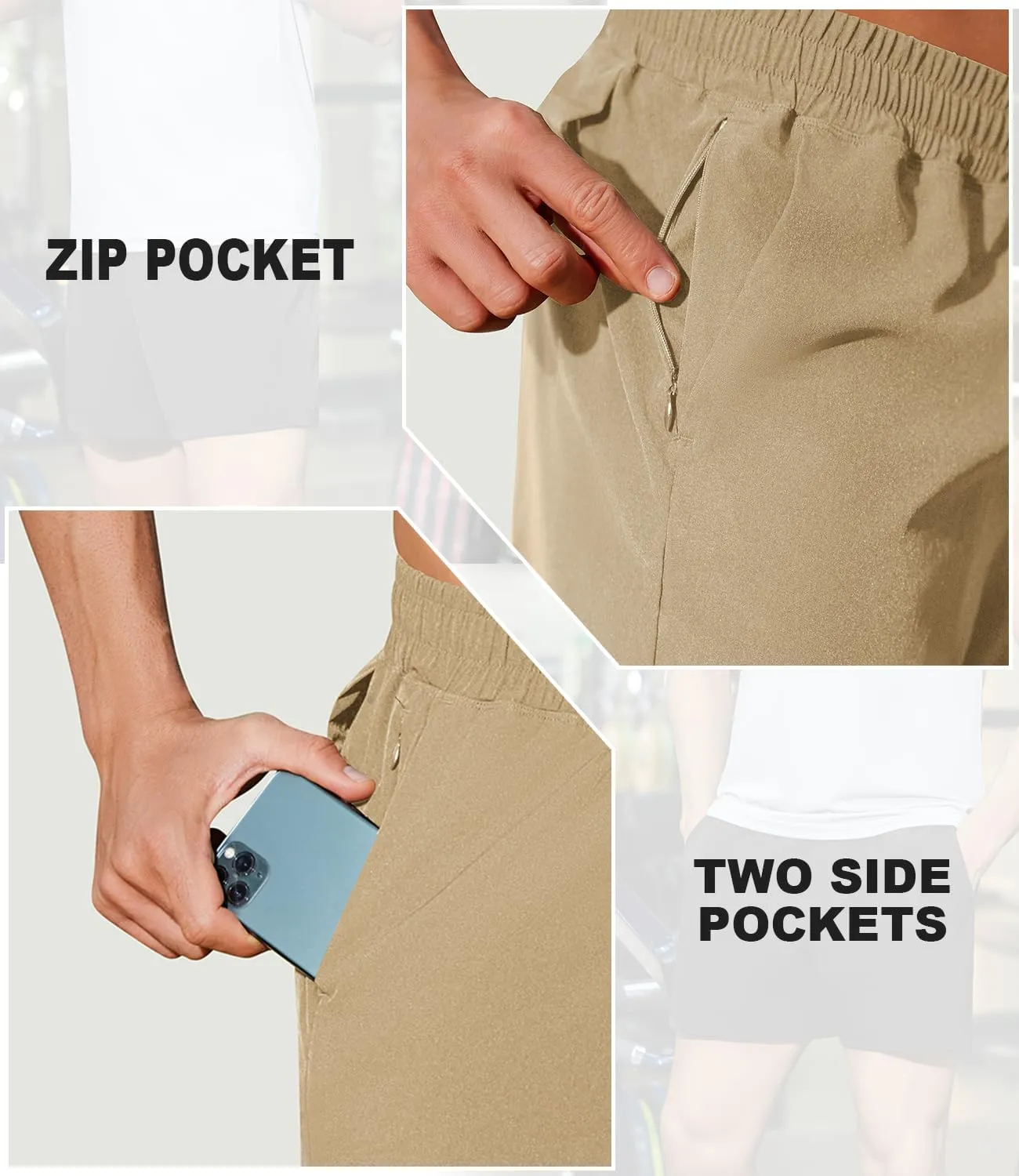PINSPARK Men's Workout Shorts 5" Lightweight Running Shorts Quick Dry Athletic Gym Shorts with Zip Pocket Towel Loop