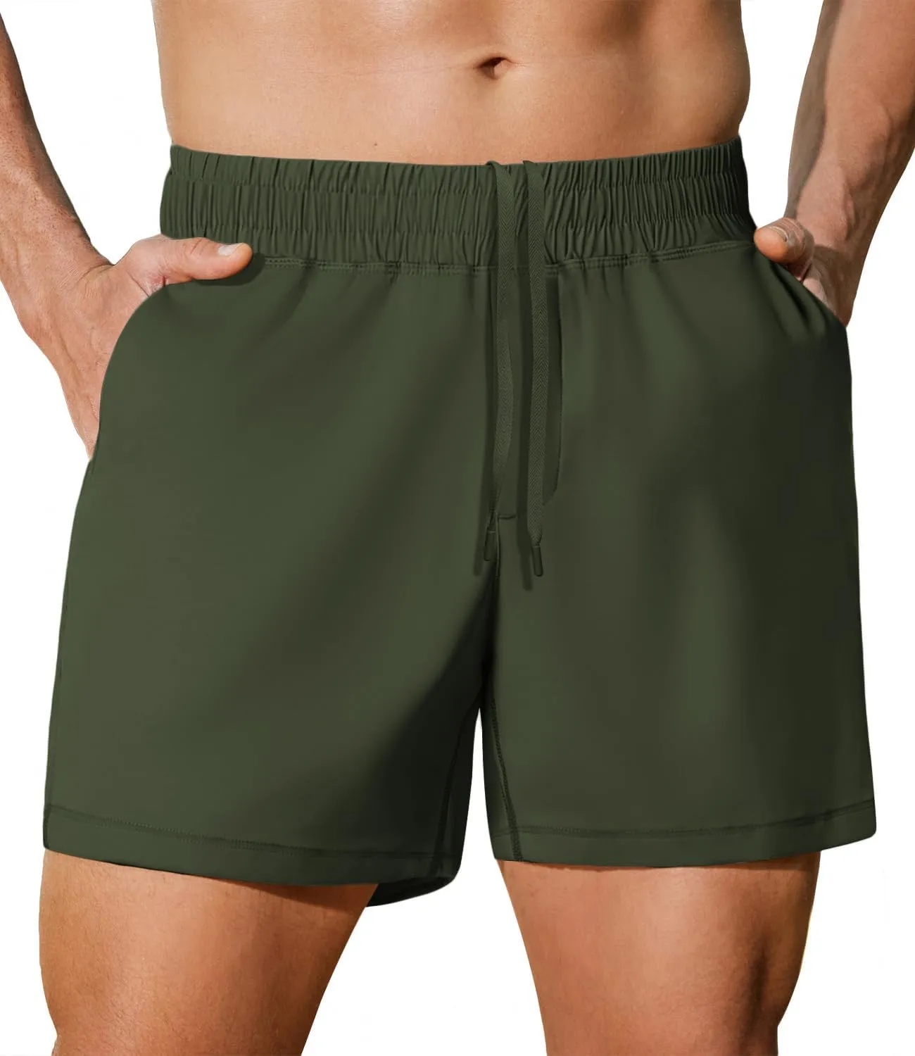 PINSPARK Men's Workout Shorts 5" Lightweight Running Shorts Quick Dry Athletic Gym Shorts with Zip Pocket Towel Loop