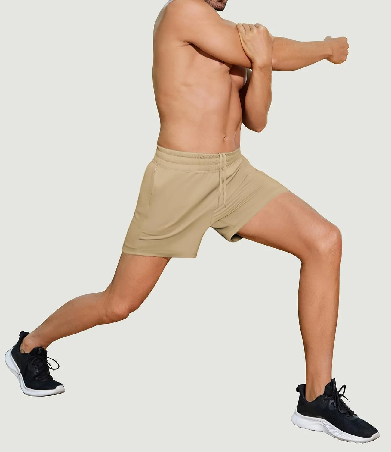 PINSPARK Men's Workout Shorts 5" Lightweight Running Shorts Quick Dry Athletic Gym Shorts with Zip Pocket Towel Loop