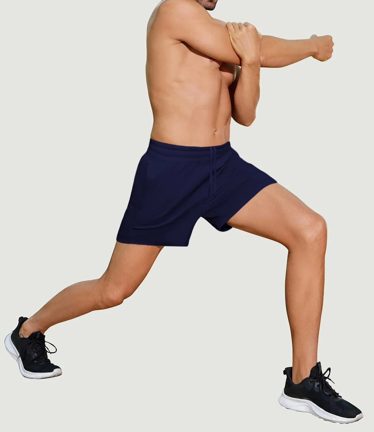 PINSPARK Men's Workout Shorts 5" Lightweight Running Shorts Quick Dry Athletic Gym Shorts with Zip Pocket Towel Loop