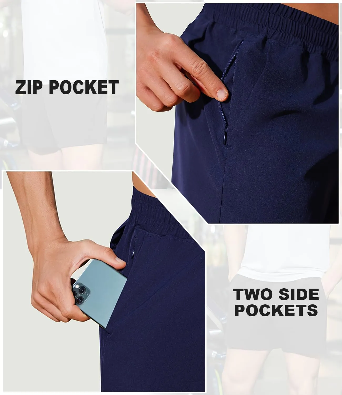 PINSPARK Men's Workout Shorts 5" Lightweight Running Shorts Quick Dry Athletic Gym Shorts with Zip Pocket Towel Loop