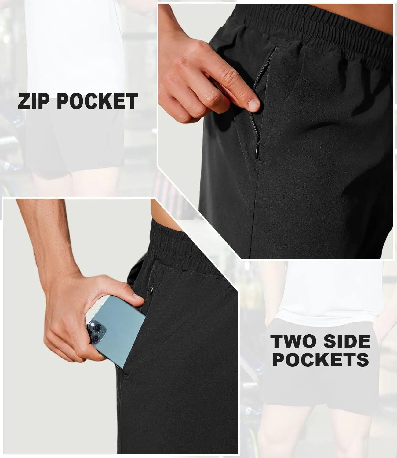 PINSPARK Men's Workout Shorts 5" Lightweight Running Shorts Quick Dry Athletic Gym Shorts with Zip Pocket Towel Loop