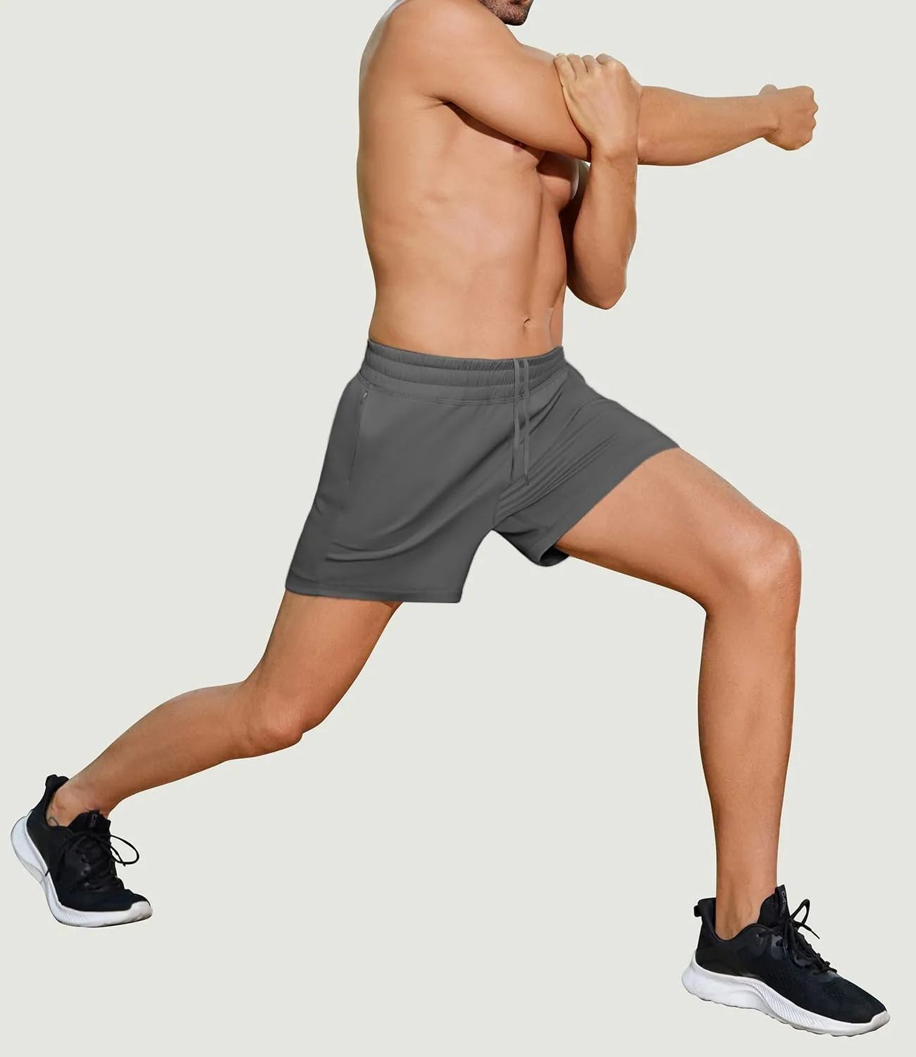 PINSPARK Men's Workout Shorts 5" Lightweight Running Shorts Quick Dry Athletic Gym Shorts with Zip Pocket Towel Loop