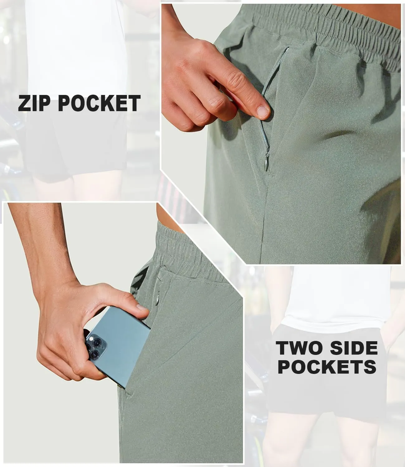 PINSPARK Men's Workout Shorts 5" Lightweight Running Shorts Quick Dry Athletic Gym Shorts with Zip Pocket Towel Loop