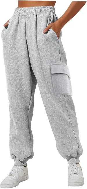 Plus Size Sweatpants for Women High Waisted Baggy Fall Winter Jogger Pants Y2k Trendy Comfy Fleece Lined Trouser with Pockets
