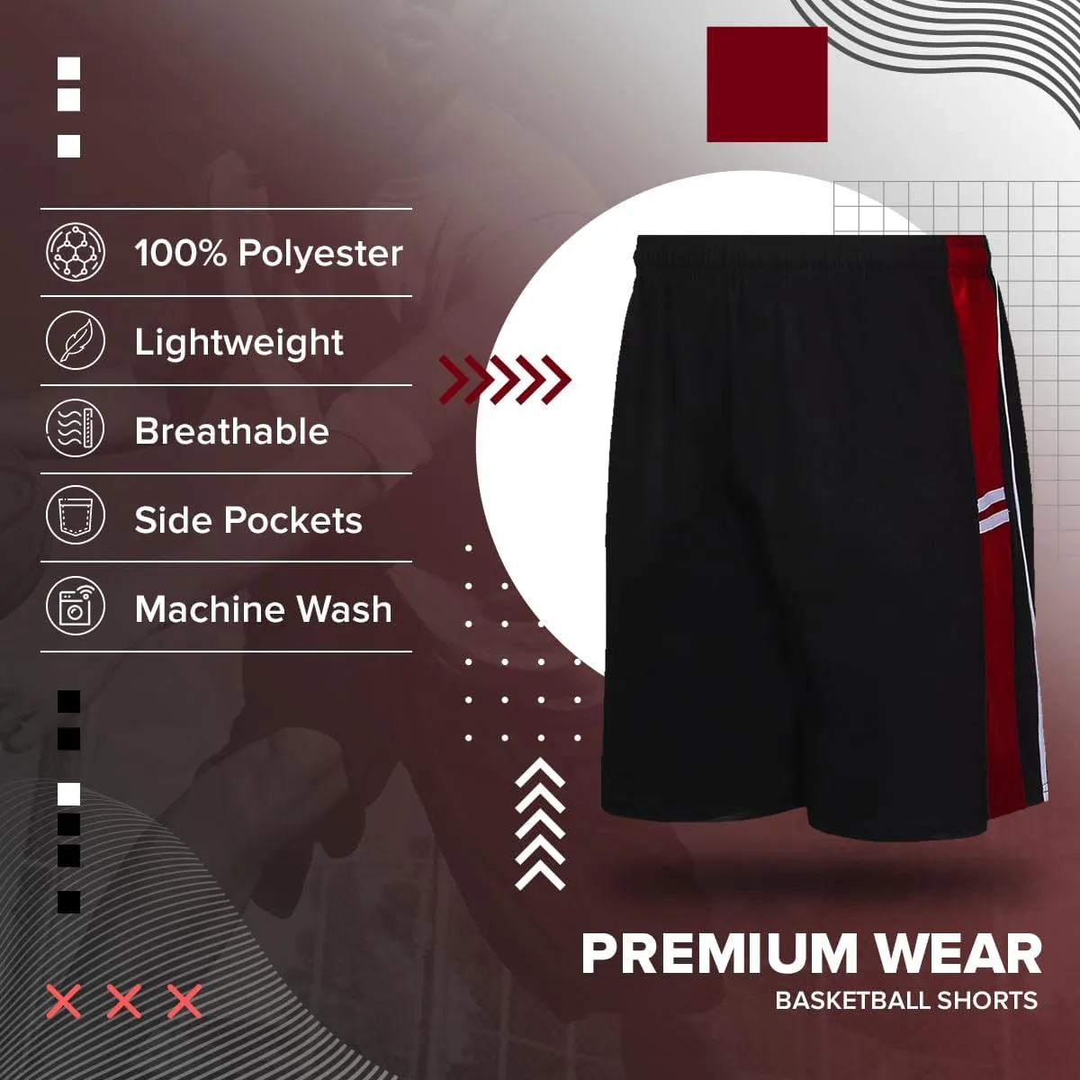 Premium Wear Basketball Shorts for Men with Side Pockets