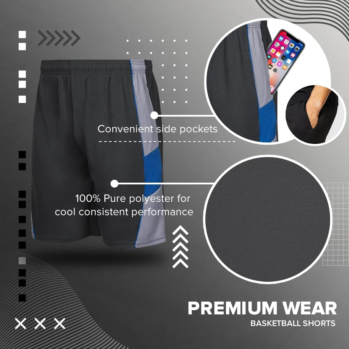 Premium Wear Basketball Shorts for Men with Side Pockets