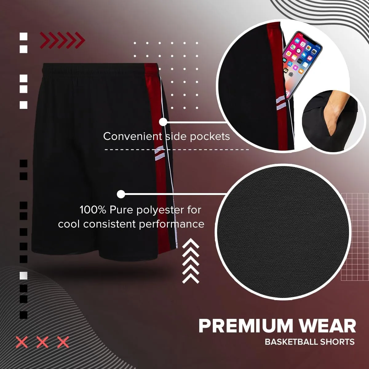 Premium Wear Basketball Shorts for Men with Side Pockets