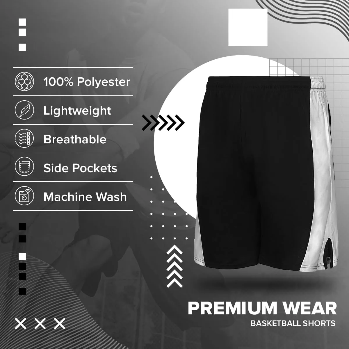 Premium Wear Basketball Shorts for Men with Side Pockets