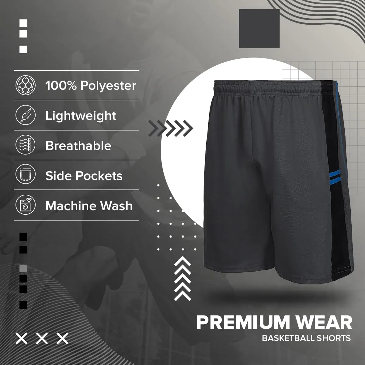 Premium Wear Basketball Shorts for Men with Side Pockets