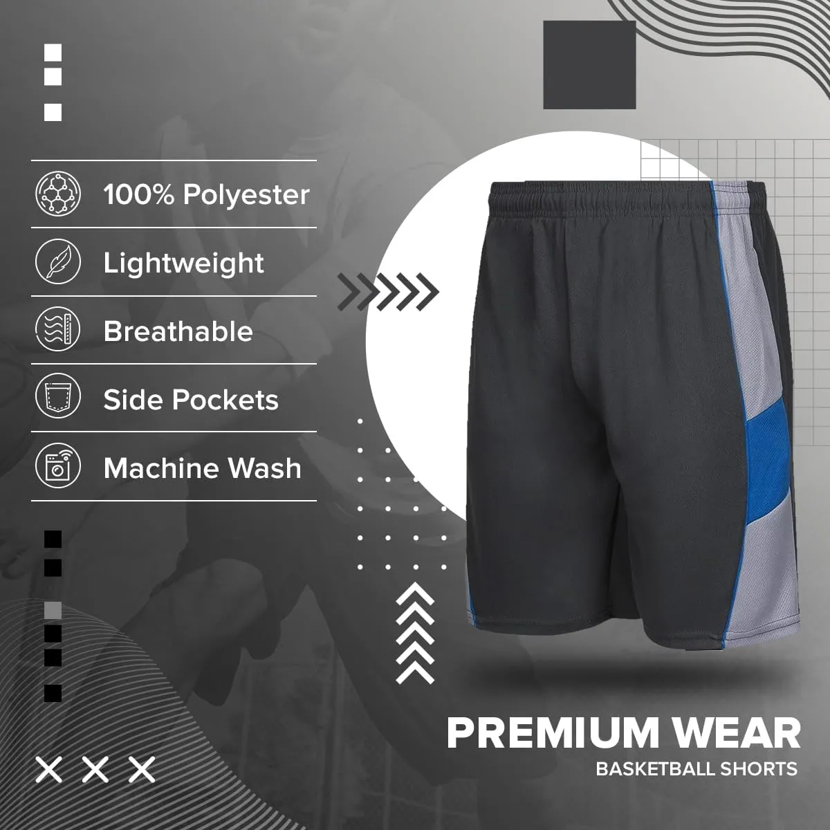 Premium Wear Basketball Shorts for Men with Side Pockets
