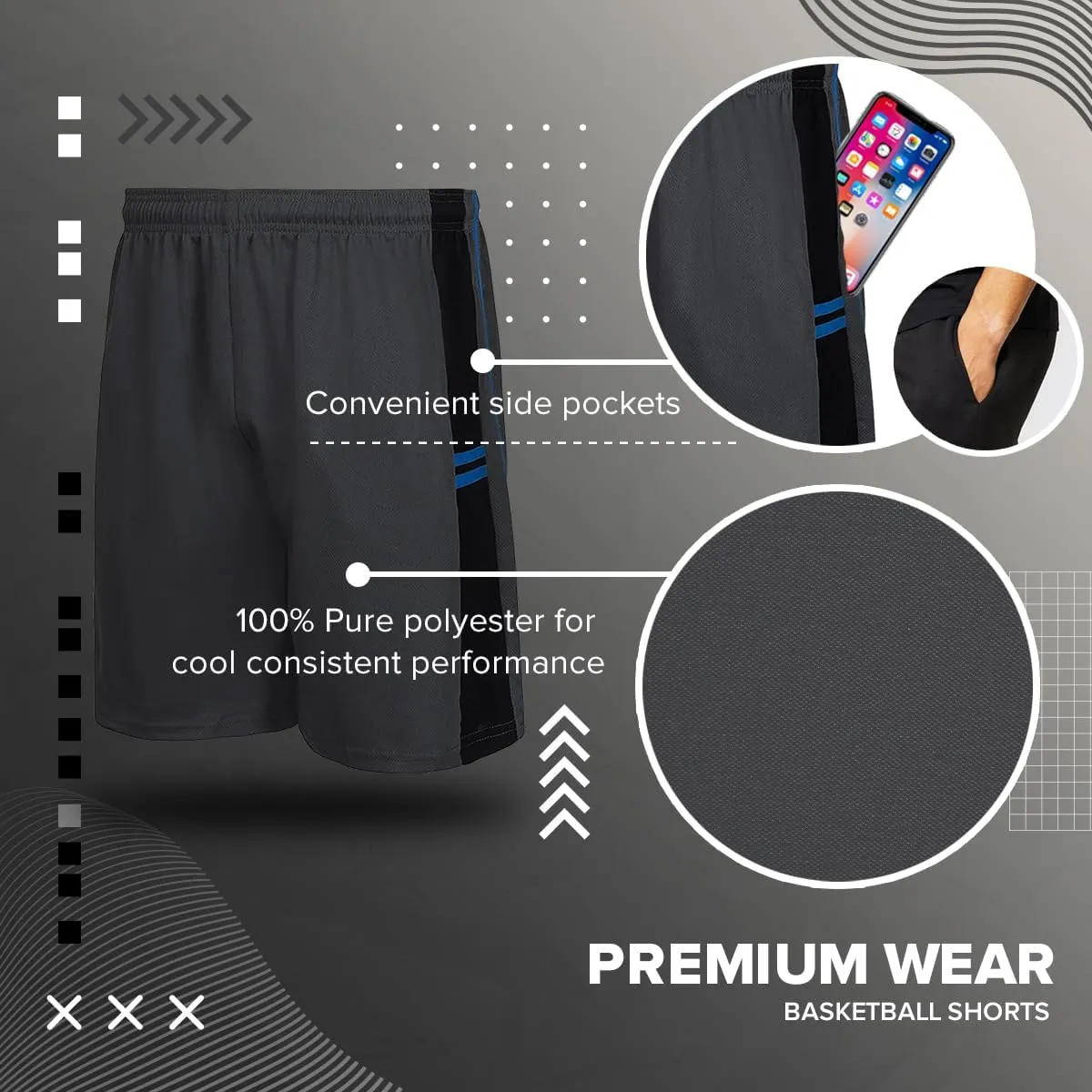 Premium Wear Basketball Shorts for Men with Side Pockets