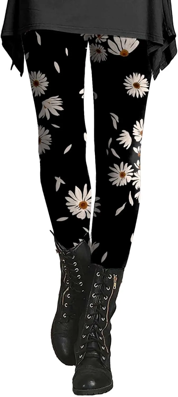 Print Leggings for Women Plus Size Plus Size Leggings Tummy Control Butt Lift Yoga Leggings Pockets