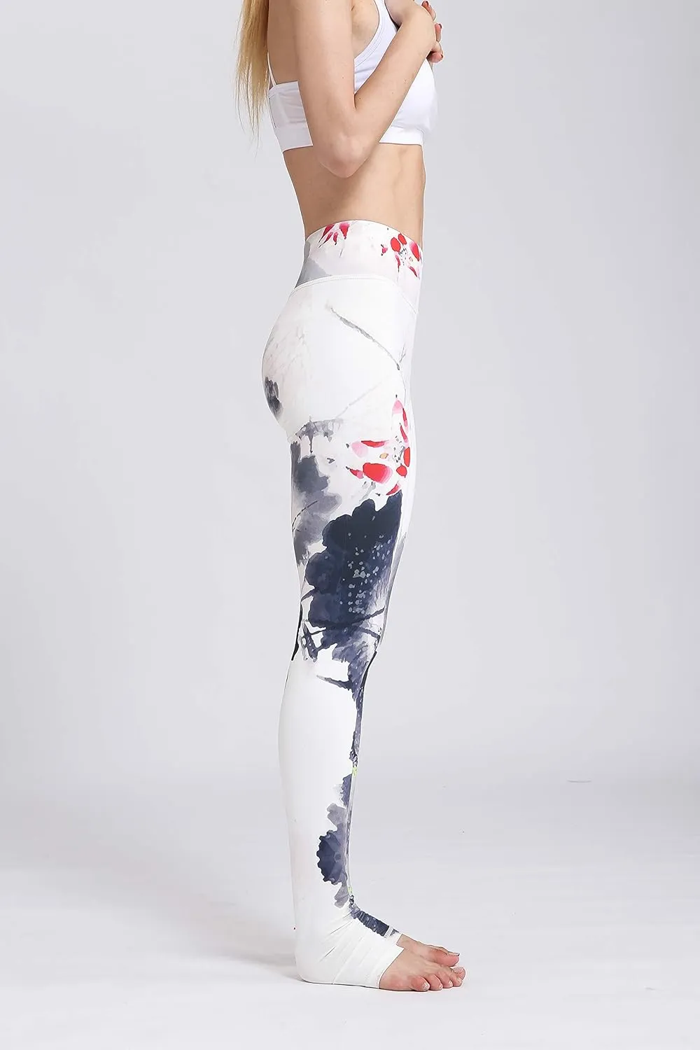 Printed Women Yoga Leggings High Waist Tummy Control Over The Heel Yoga Pants