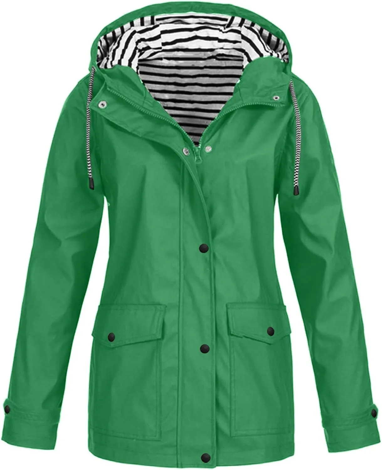 Rain Jacket Women Windbreaker Outdoor Waterproof Rain Coat Lightweight Oversize Summer Fall Raincoat for Hiking Trave