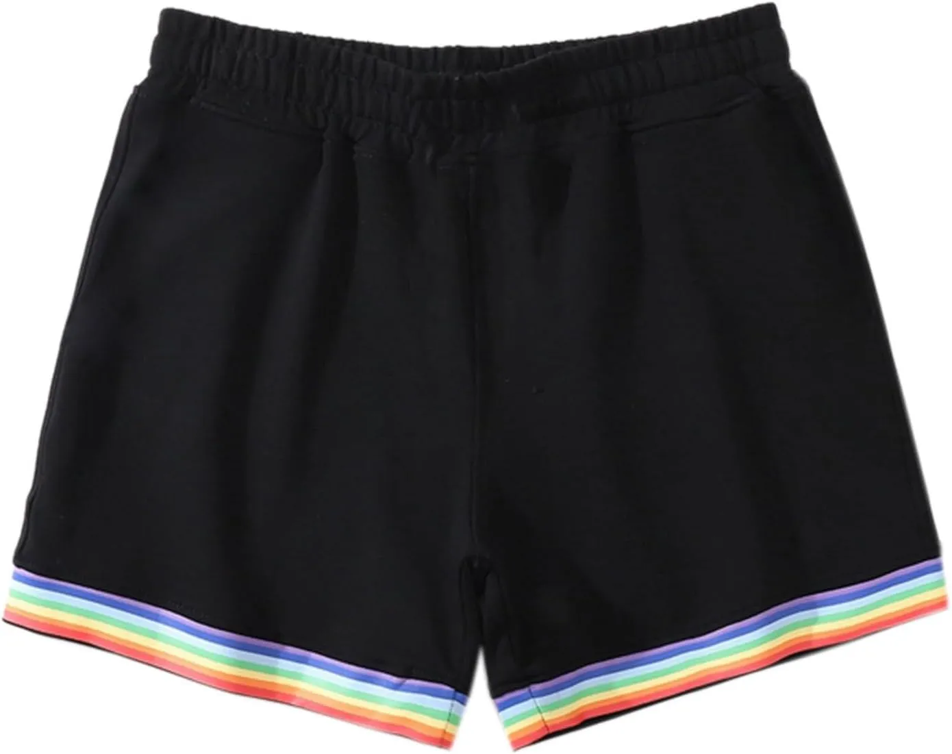 Rainbow Shorts Men Casual Elastic Waist Pride Short Pants Outdoor Workout Jogger Drawstring Pockets Flat Front Sweatpants