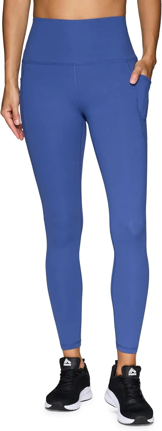 RBX Active Women's Ultra Soft Solid Workout Running Yoga Leggings with Pockets