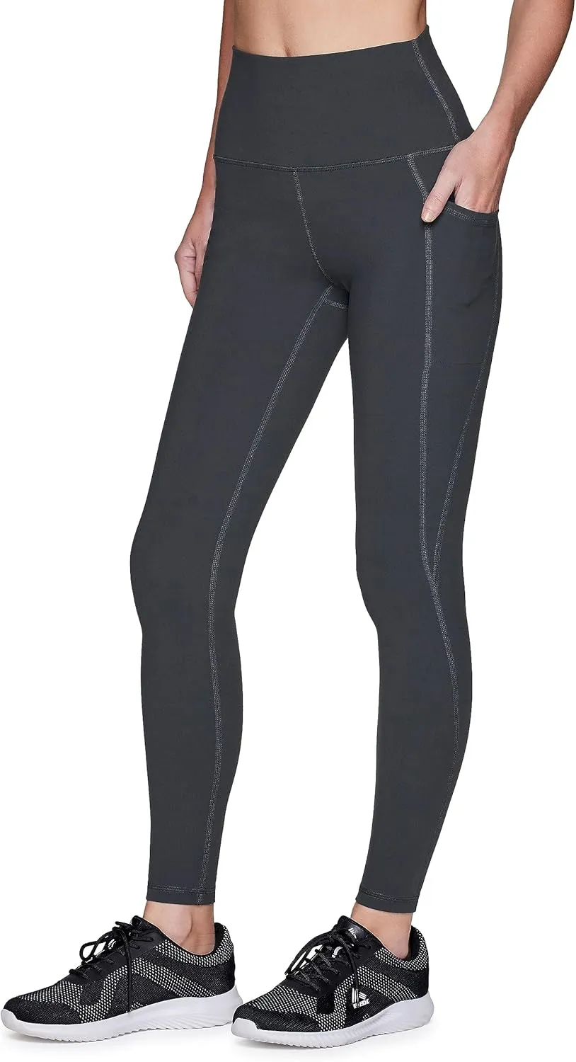 RBX Active Women's Ultra Soft Solid Workout Running Yoga Leggings with Pockets