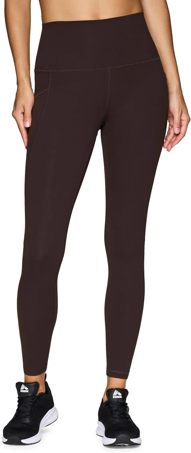 RBX Active Women's Ultra Soft Solid Workout Running Yoga Leggings with Pockets