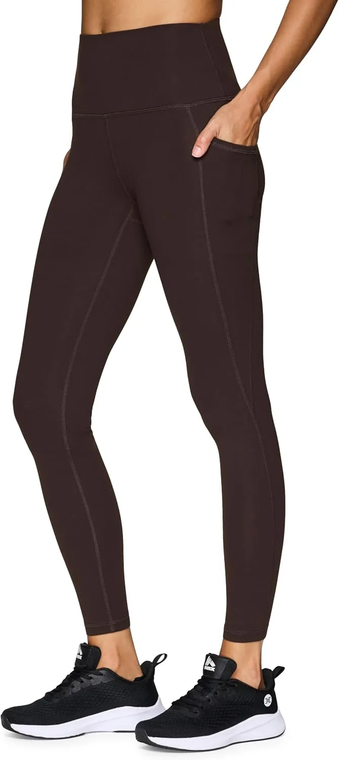 RBX Active Women's Ultra Soft Solid Workout Running Yoga Leggings with Pockets