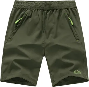 Rdruko Men's Quick Dry Hiking Shorts Lightweight Running Gym Outdoor Active Shorts with Zipper Pockets