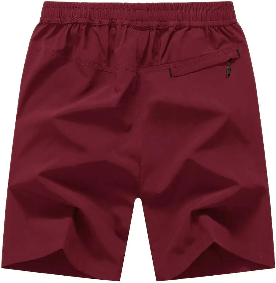 Rdruko Men's Quick Dry Hiking Shorts Lightweight Running Gym Outdoor Active Shorts with Zipper Pockets