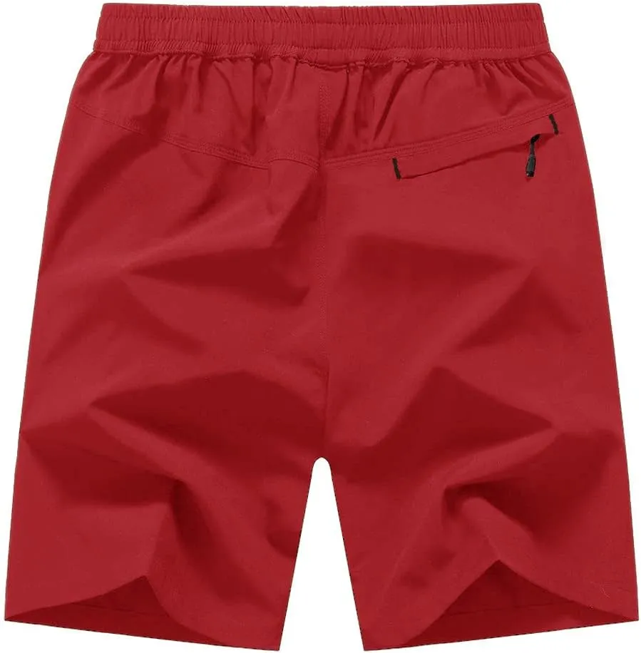 Rdruko Men's Quick Dry Hiking Shorts Lightweight Running Gym Outdoor Active Shorts with Zipper Pockets