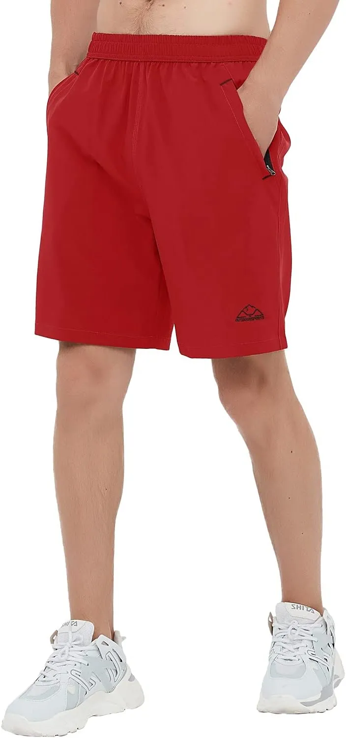 Rdruko Men's Quick Dry Hiking Shorts Lightweight Running Gym Outdoor Active Shorts with Zipper Pockets