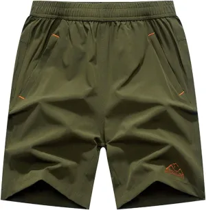 Rdruko Men's Quick Dry Hiking Shorts Lightweight Running Gym Outdoor Active Shorts with Zipper Pockets