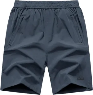 Rdruko Men's Quick Dry Hiking Shorts Lightweight Running Gym Outdoor Active Shorts with Zipper Pockets