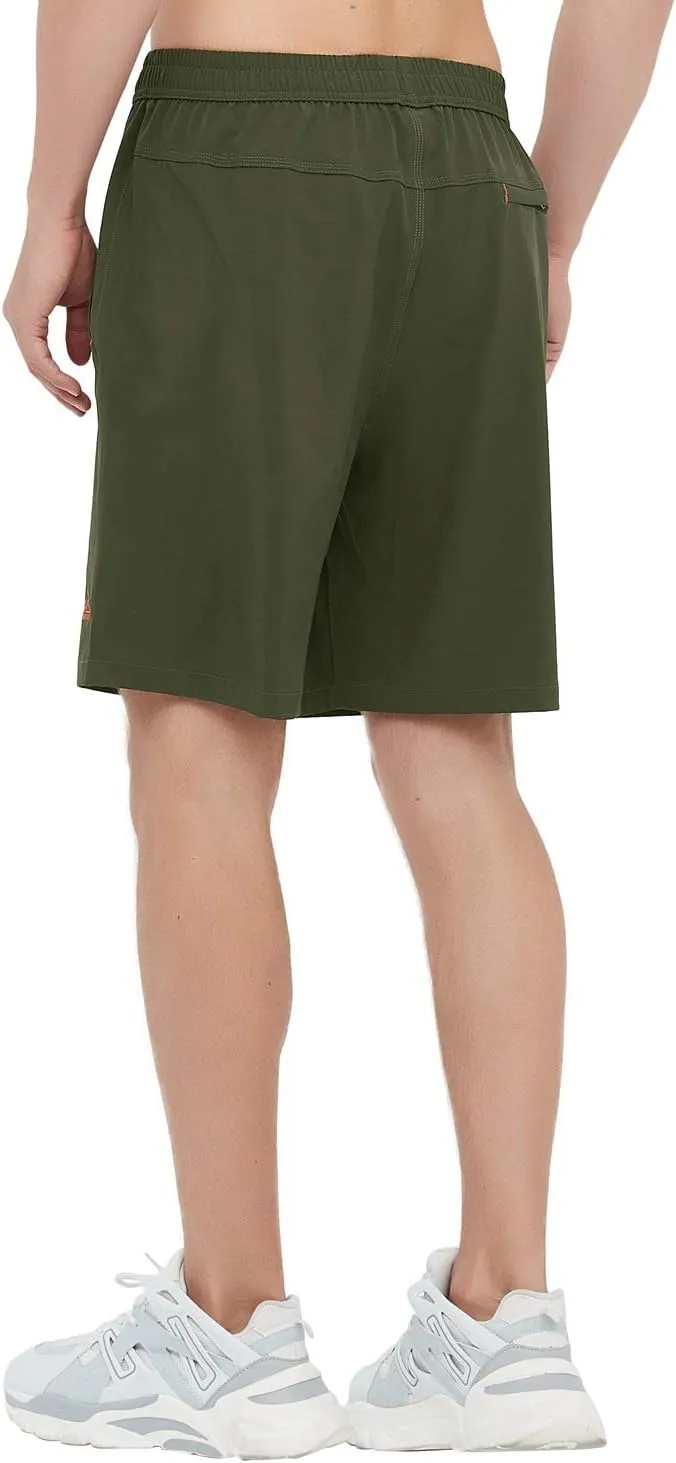 Rdruko Men's Quick Dry Hiking Shorts Lightweight Running Gym Outdoor Active Shorts with Zipper Pockets