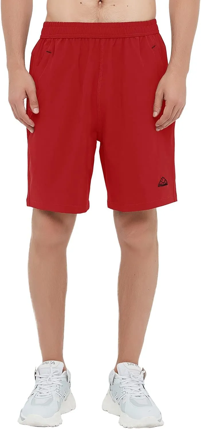 Rdruko Men's Quick Dry Hiking Shorts Lightweight Running Gym Outdoor Active Shorts with Zipper Pockets