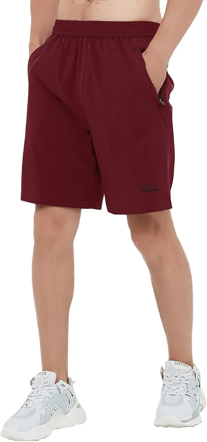 Rdruko Men's Quick Dry Hiking Shorts Lightweight Running Gym Outdoor Active Shorts with Zipper Pockets