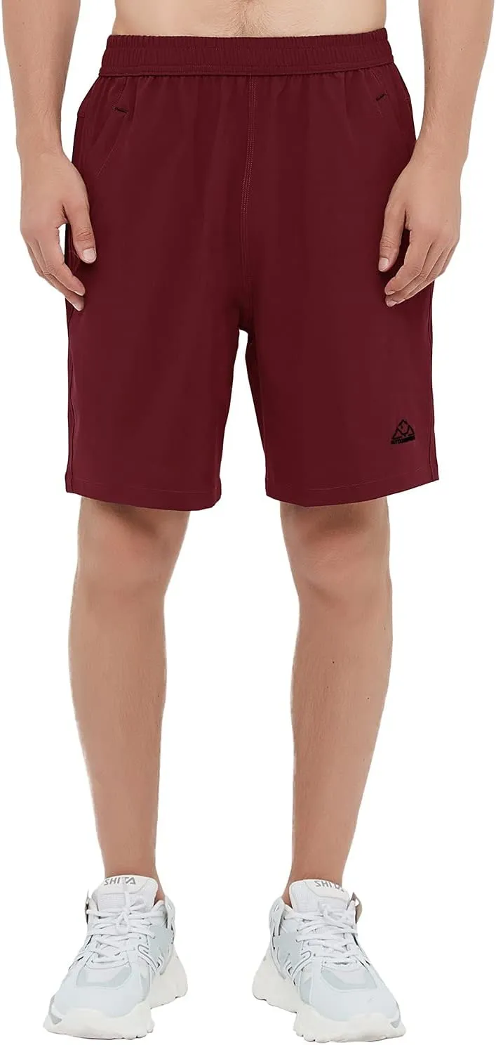 Rdruko Men's Quick Dry Hiking Shorts Lightweight Running Gym Outdoor Active Shorts with Zipper Pockets