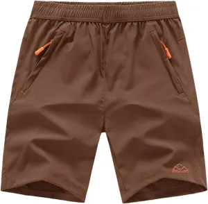 Rdruko Men's Quick Dry Hiking Shorts Lightweight Running Gym Outdoor Active Shorts with Zipper Pockets