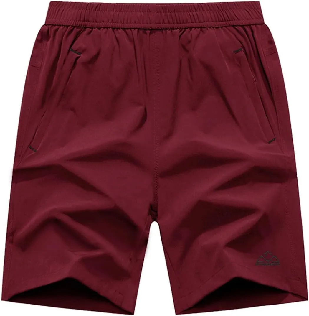 Rdruko Men's Quick Dry Hiking Shorts Lightweight Running Gym Outdoor Active Shorts with Zipper Pockets