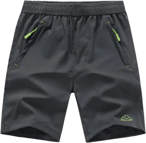 Rdruko Men's Quick Dry Hiking Shorts Lightweight Running Gym Outdoor Active Shorts with Zipper Pockets