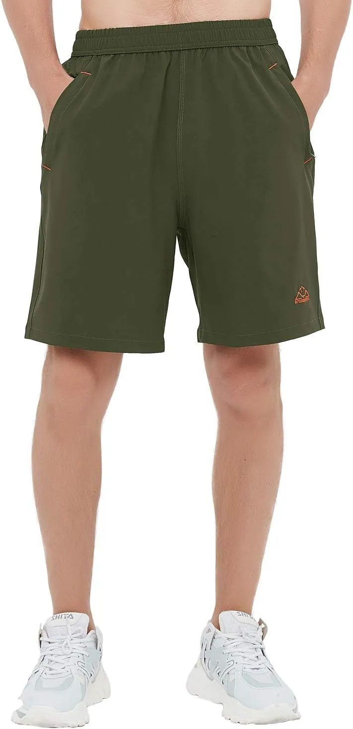 Rdruko Men's Quick Dry Hiking Shorts Lightweight Running Gym Outdoor Active Shorts with Zipper Pockets